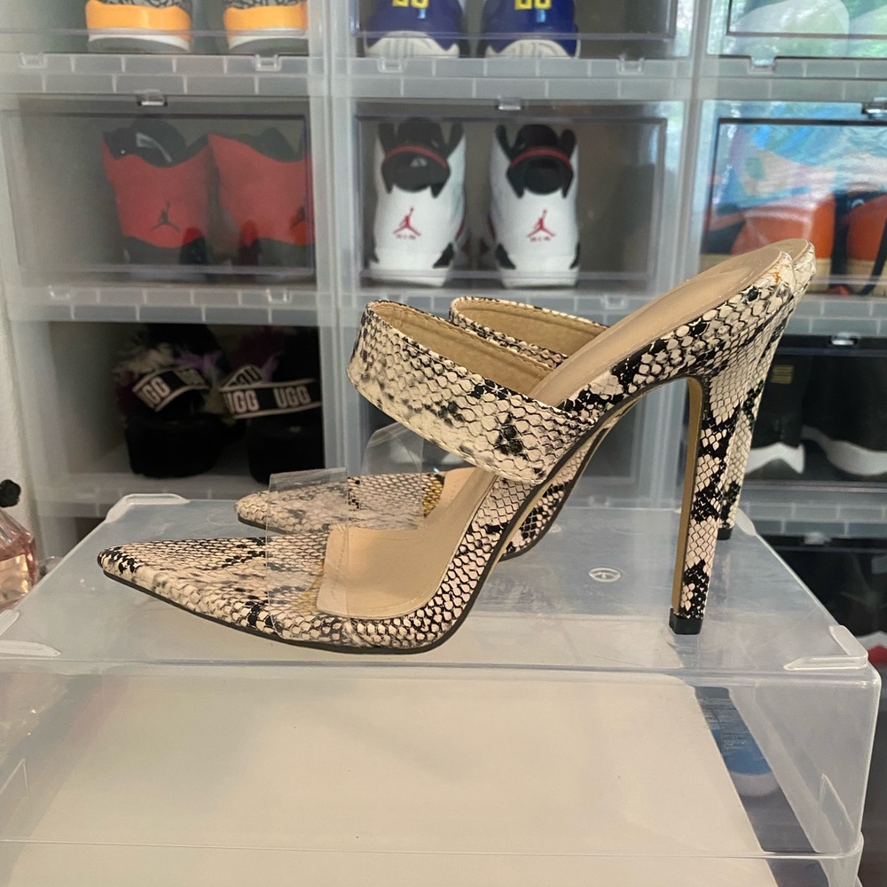 Snakeskin strap heels